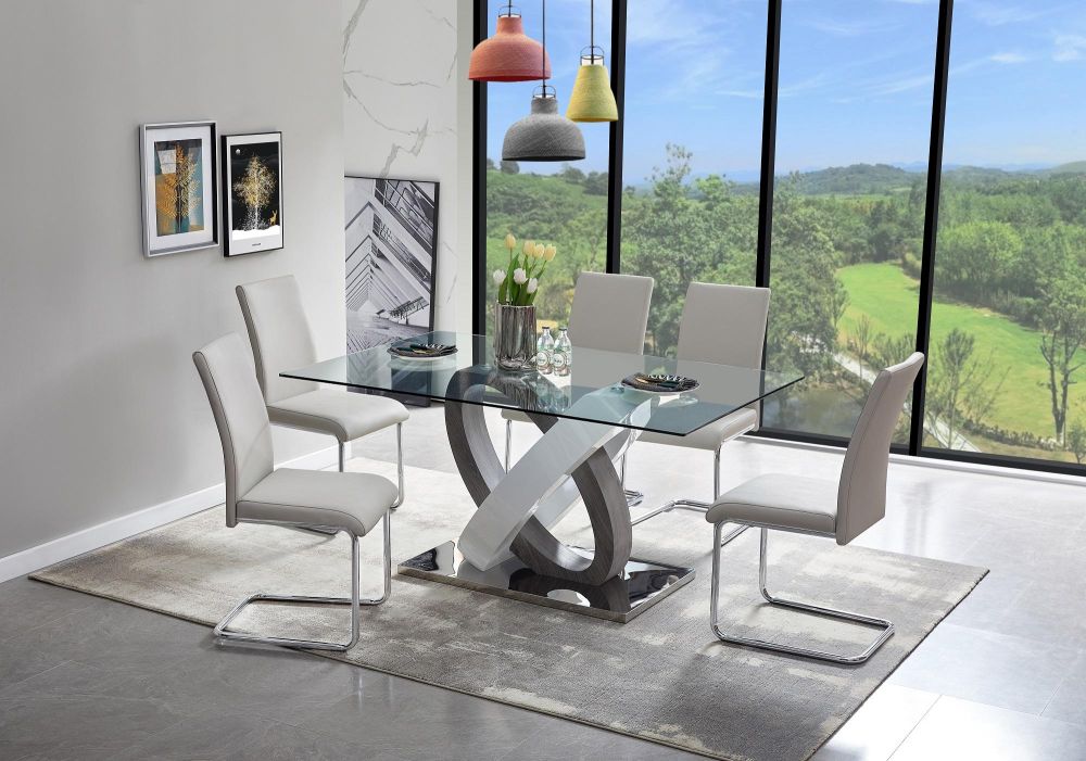 COMEDOR RECTANG. STAINLESS STEEL H1650+ 6 SILLAS H0321 6PUESTOS