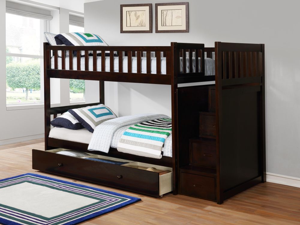 CAMAROTE CON GAVETAS TWIN/TWIN + CAMA AUXILIAR CB802 ESPRESSO