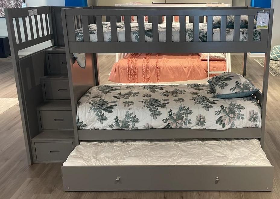 CAMAROTE TWIN/TWIN + CAMA AUXILIAR C/GAVETAS CB802 GRIS