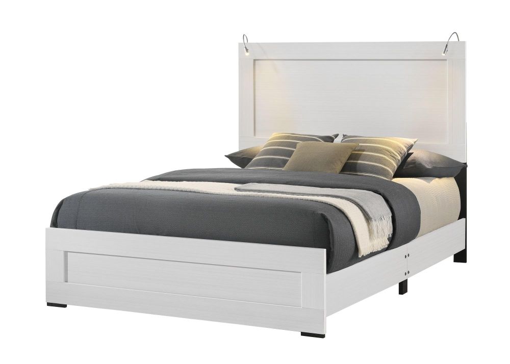 CAMA C8377 QUEEN WHITE S/MESAS HEADBOARD, FOOTBOARD, SIDERAIL SET, 4 SLATS