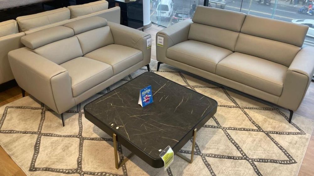 SALA SOFA Y LOVESEAT J3693 PEWTER FULL LEATHER