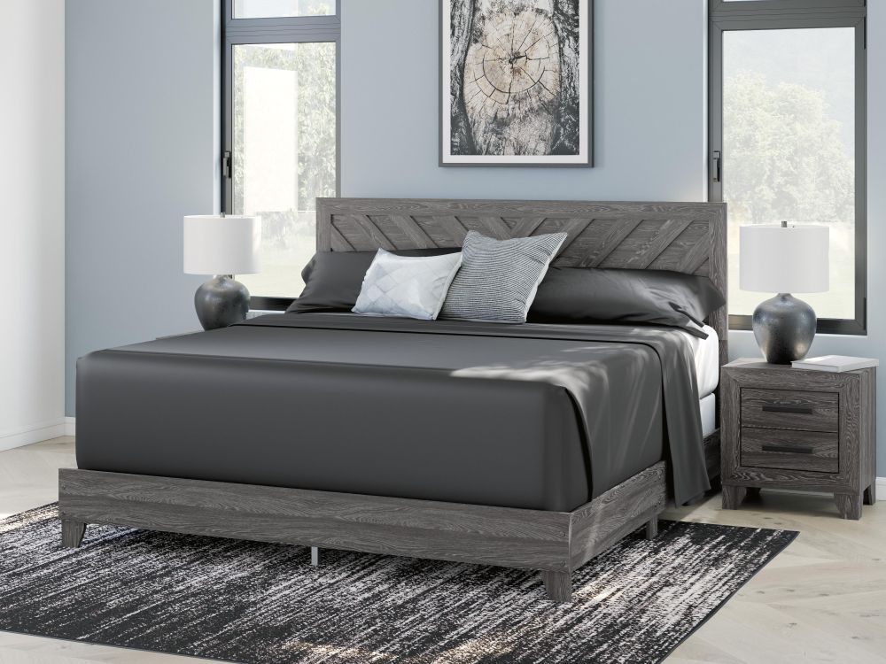 CAMA Y MESAS SYLVERI B4801 KING GRAY CHEVRON