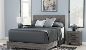 CAMA Y MESAS SYLVERI B4801 QUEEN CHEVRON GRAY